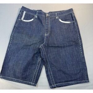 Parish Y2K Denim Shorts Men's Size 42 Blue Jorts Baggy Streetwear‎ Flap Pocket